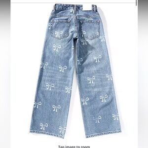Big Girls Chicago Bow-Embroidered-Pocket Low-Rise Wide-Leg Jeans Katiej NYC